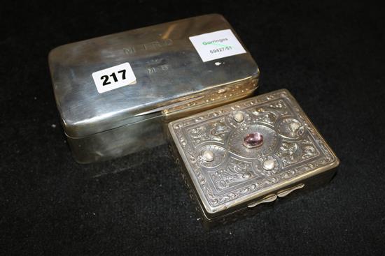 Two silver cigarette boxes